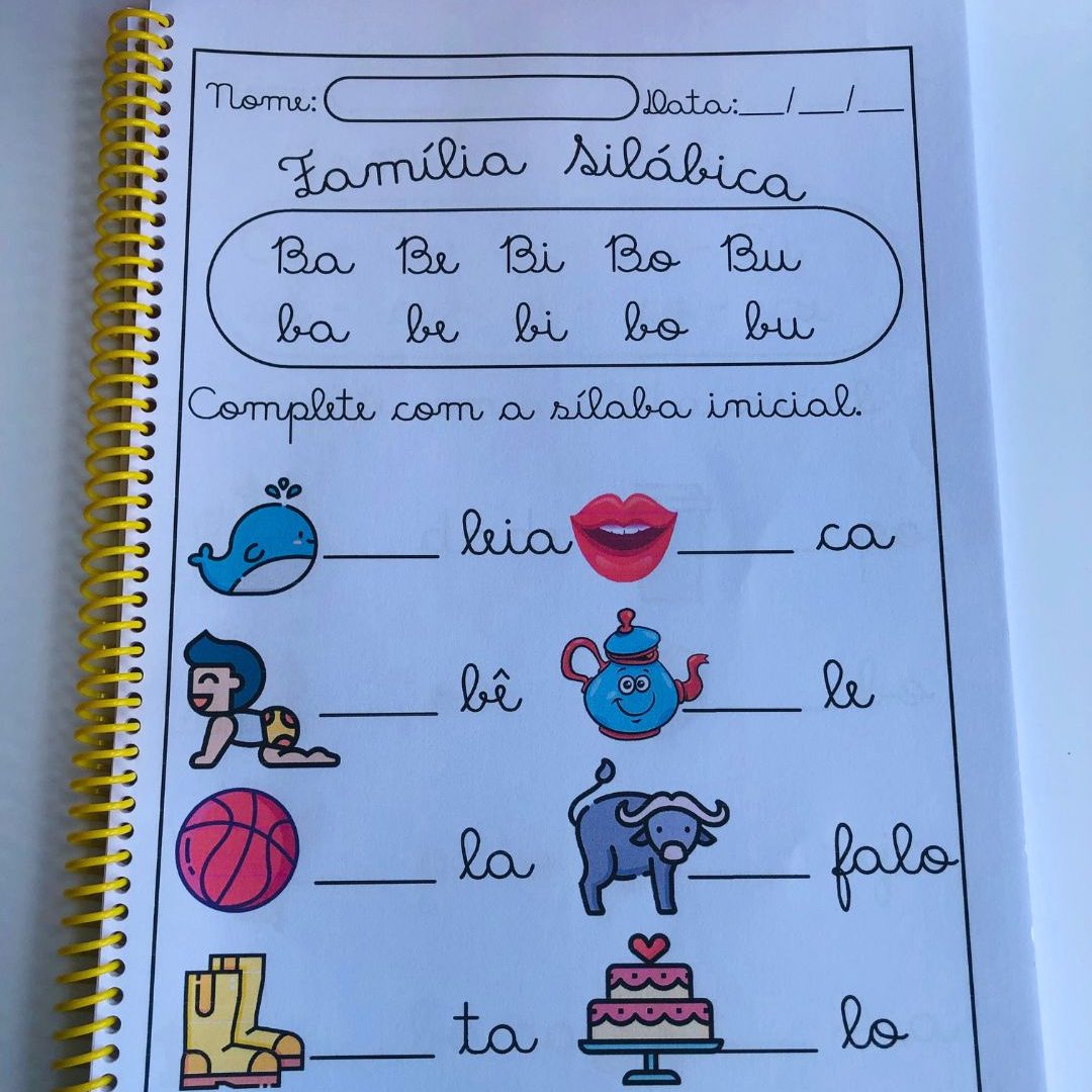 Atividades Famílias Silábicas em Letra Cursiva