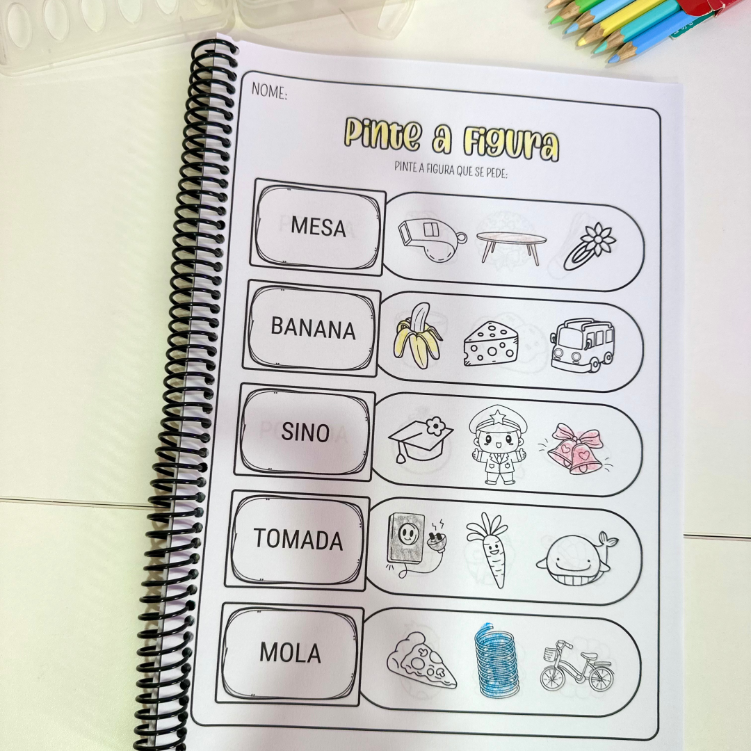 Apostilas pinte a figura - Sílaba simples e complexas