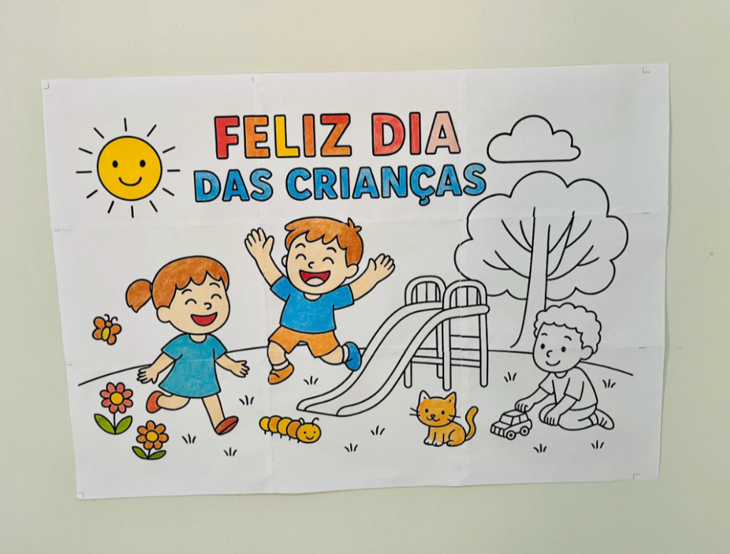 Cartaz pintura colaborativa Dia das crianças - Criar Recursos Pedagógicos