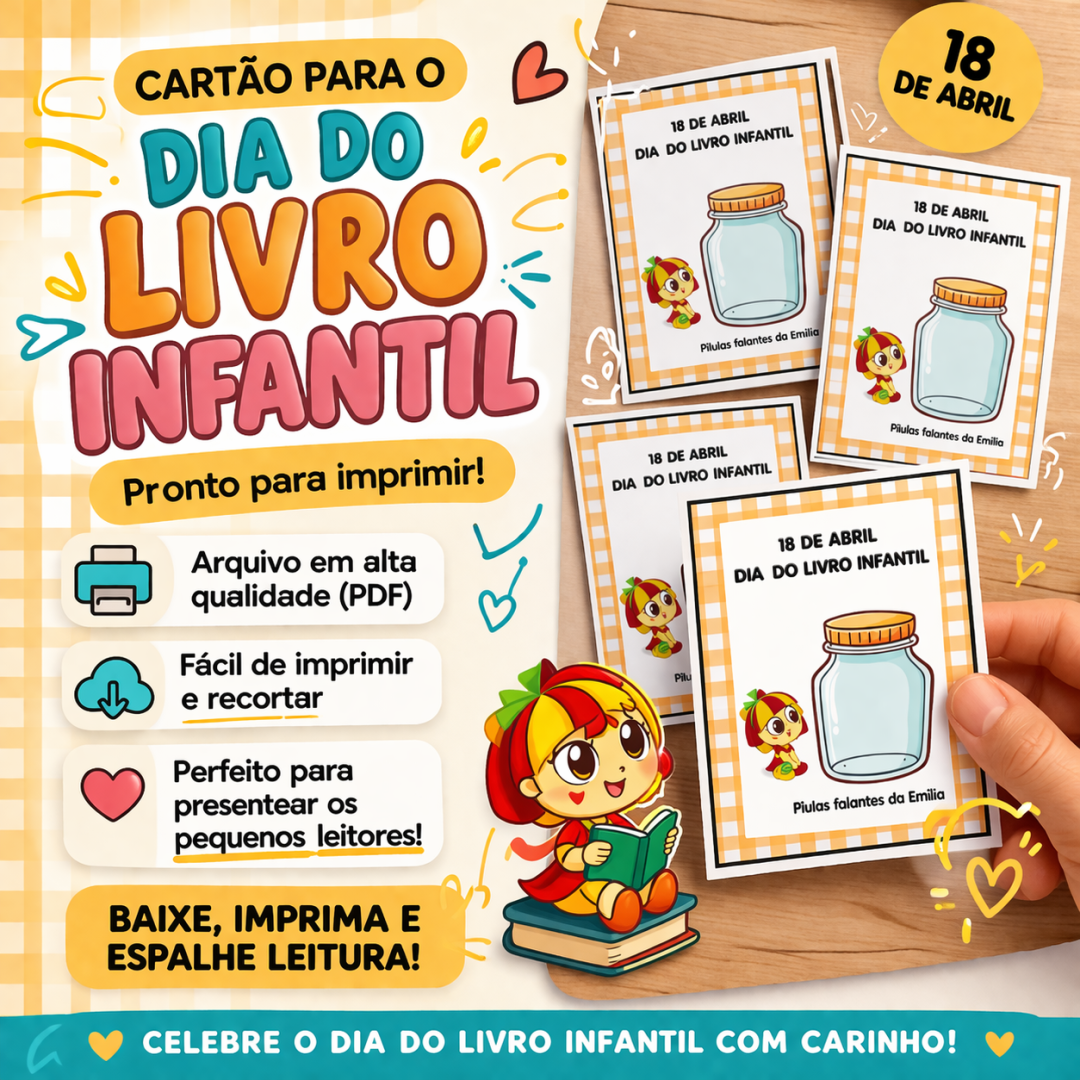 Cartão dia do livro infantil
