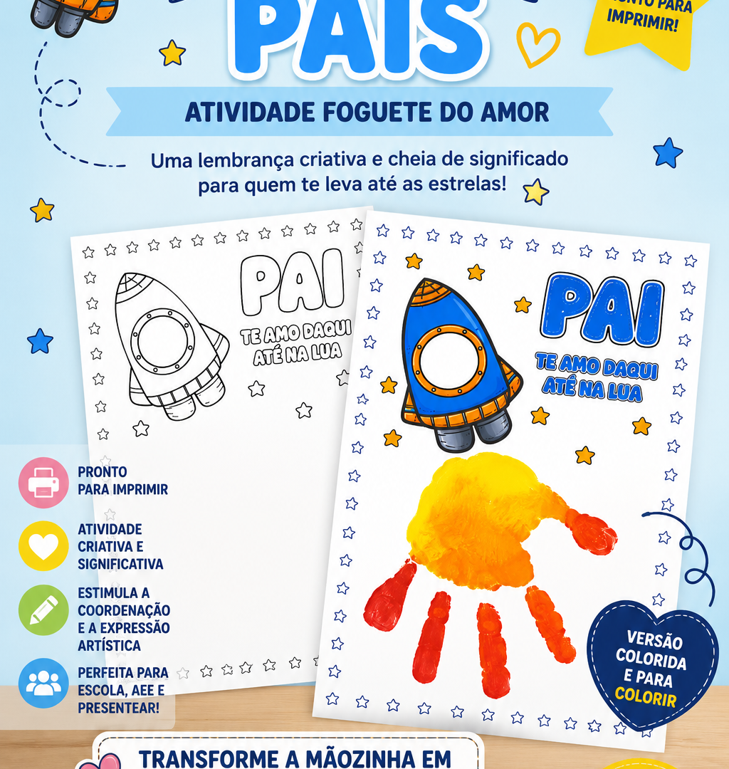 ❤️ Atividade dia dos pais - Foguete do amor